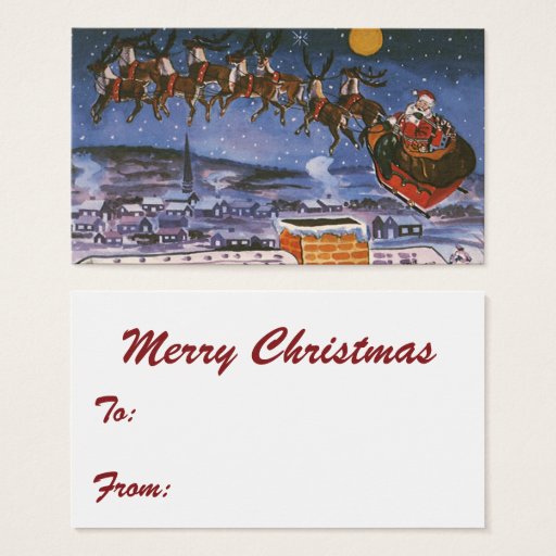 Customizable Vintage Christmas, Santa Claus Reindeer Sleigh Business Card Templates