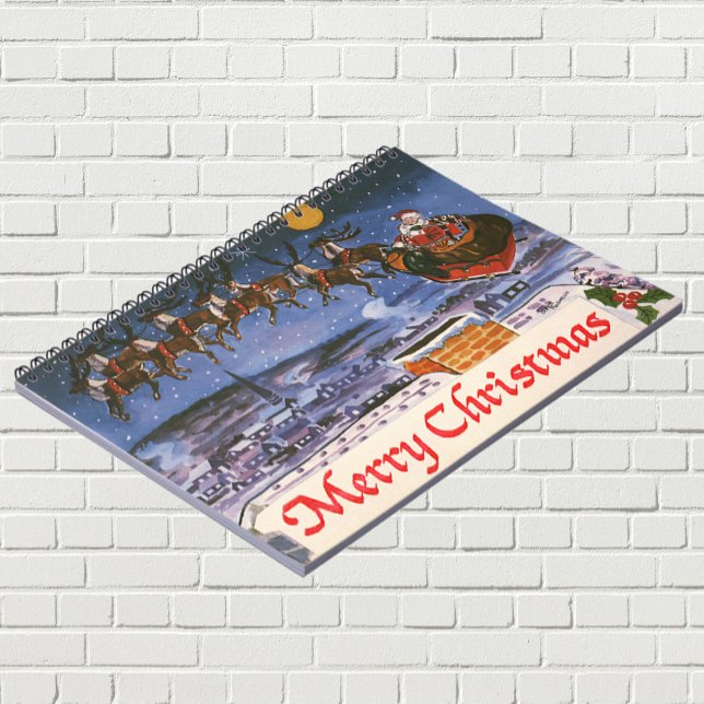 Vintage Christmas Santa Claus Flying His Sleigh Notebook (Creator Uploaded)