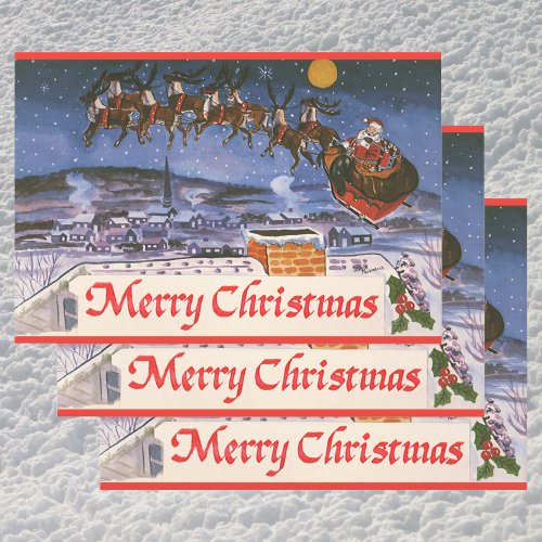 Vintage Christmas Santa Claus Flying His Sleigh Wrapping Paper Sheets