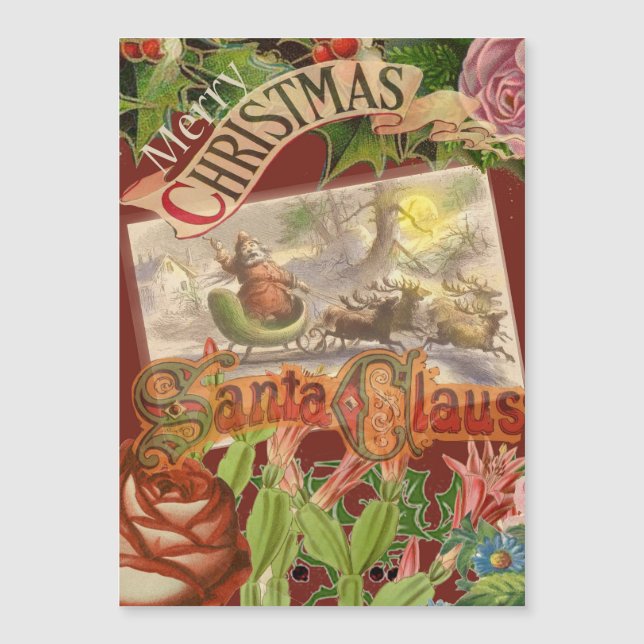 Vintage Christmas Santa Claus Flying Sleigh (Front)