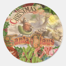 Vintage Christmas Santa Claus Flying Sleigh