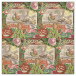 Vintage Christmas Santa Claus Flying Sleigh Fabric