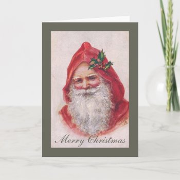 Vintage Christmas Santa Claus Holiday Card by Zazilicious at Zazzle