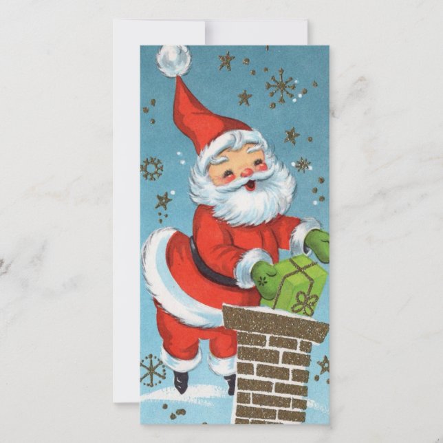 Vintage Christmas Santa Claus Holiday Card (Front)