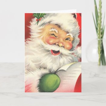 Vintage Christmas Santa Claus Holiday Card by Zazilicious at Zazzle