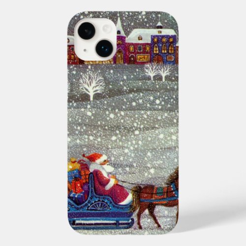 Vintage Christmas Santa Claus Horse Open Sleigh Case_Mate iPhone 14 Plus Case