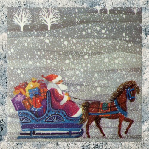 Vintage Christmas Santa Claus Horse Open Sleigh Ceramic Tile