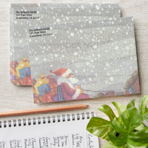 Vintage Christmas, Santa Claus Horse Open Sleigh Envelope