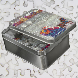 Vintage Christmas, Santa Claus Horse Open Sleigh Jigsaw Puzzle