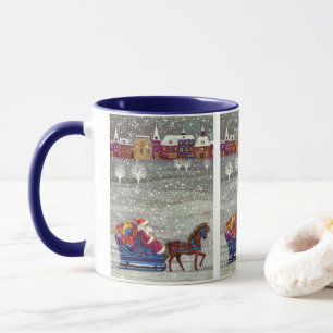 Vintage Christmas, Santa Claus Horse Open Sleigh Mug