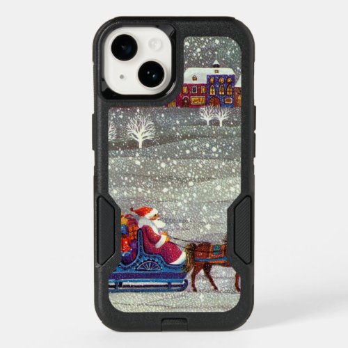 Vintage Christmas Santa Claus Horse Open Sleigh OtterBox iPhone 14 Case