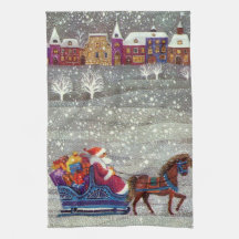 Vintage Christmas, Santa Claus Horse Open Sleigh
