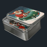 Vintage Christmas, Santa Claus in a Cute Car Jigsaw Puzzle<br><div class="desc">Vintage illustration Christmas holiday image featuring a jolly 50's retro Santa Claus driving a cute green convertible car in the snow! License plate says North Pole!</div>