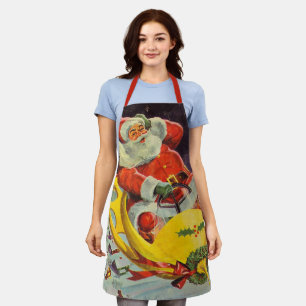 Vintage Christmas, Santa Claus in a Spaceship Apron