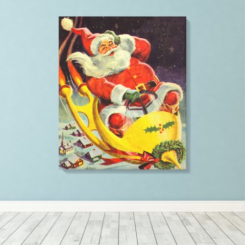 Vintage Christmas, Santa Claus in a Spaceship