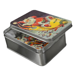 Vintage Christmas, Santa Claus in a Spaceship Jigsaw Puzzle