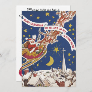 Vintage Christmas Santa Claus in Sleigh Invitation