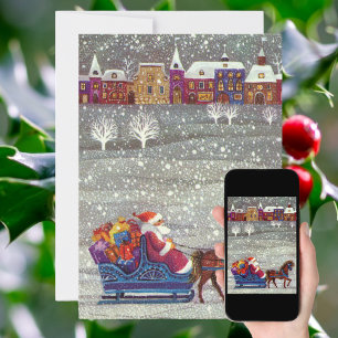 Vintage Christmas Santa Claus in Sleigh Invitation