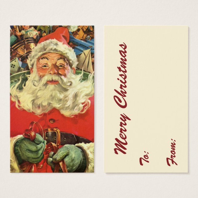Vintage Christmas Santa Claus in Sleigh with Toys (Front & Back)