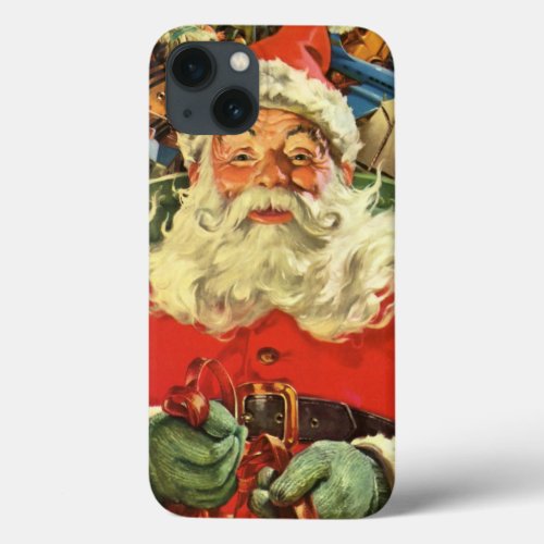 Vintage Christmas Santa Claus in Sleigh with Toys iPhone 13 Case