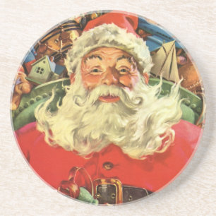 Vintage Christmas, Santa Claus in Sleigh with Toys Coaster