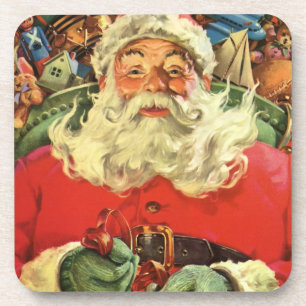 Vintage Christmas, Santa Claus in Sleigh with Toys Coaster