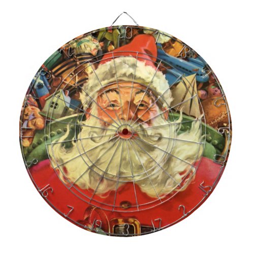 Vintage Christmas Santa Claus in Sleigh with Toys Dartboard