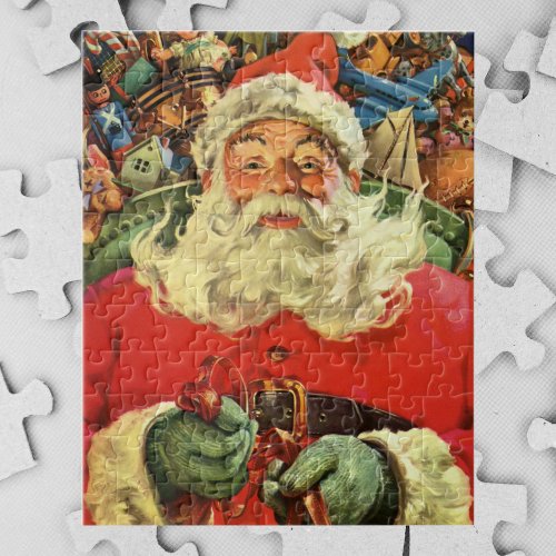 Vintage Christmas Santa Claus in Sleigh with Toys Jigsaw Puzzle