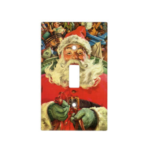 Vintage Christmas Santa Claus in Sleigh with Toys Light Switch Cover