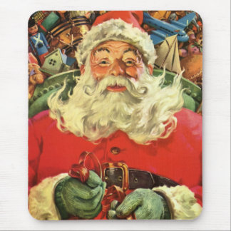 Vintage Christmas Santa Claus in Sleigh with Toys Mouse Pad