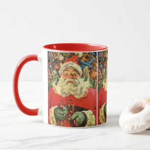 Vintage Christmas Santa Claus in Sleigh with Toys Mug