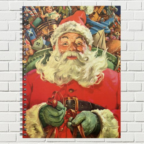 Vintage Christmas Santa Claus in Sleigh with Toys Notebook