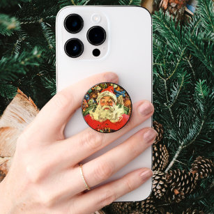 Vintage Christmas, Santa Claus in Sleigh with Toys PopSocket