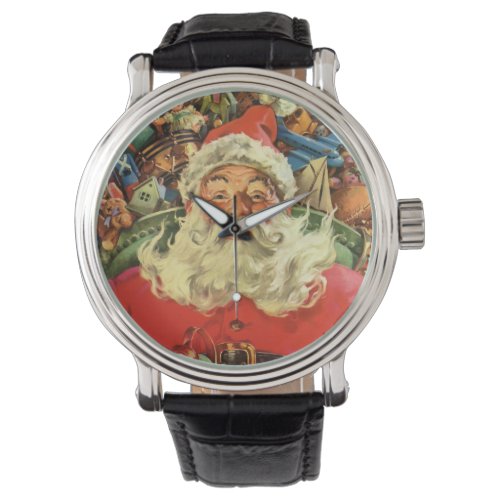Vintage Christmas Santa Claus in Sleigh with Toys Watch