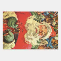 Custom Santa Clause Making Snow Angels Wrapping Paper Sheets (Personalized)