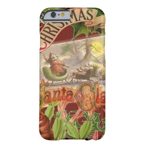 Vintage Christmas Santa Claus in Victorian Sleigh Barely There iPhone 6 Case