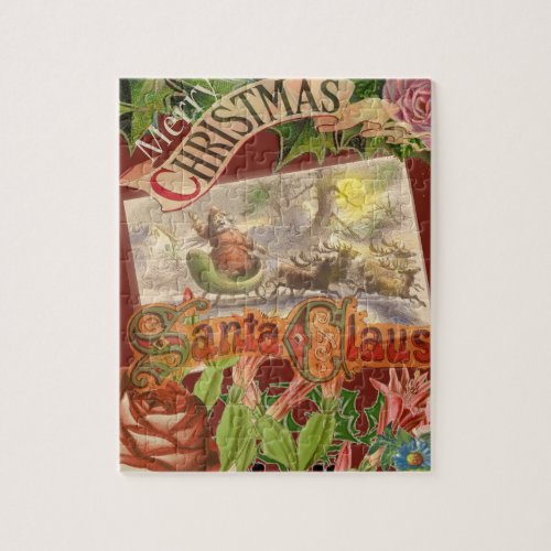 Vintage Christmas Santa Claus in Victorian Sleigh Jigsaw Puzzle