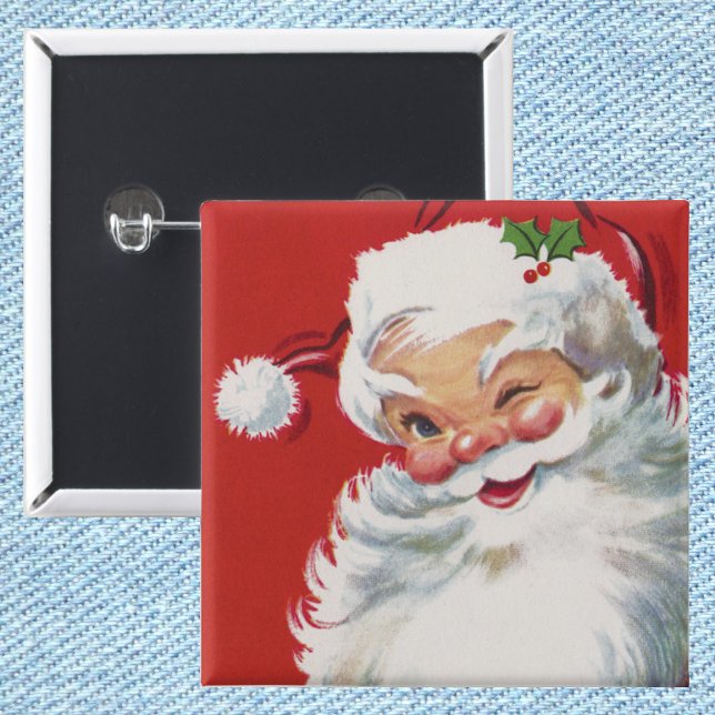 Vintage Christmas Santa Claus, Jolly and Winking Button (Creator Uploaded)