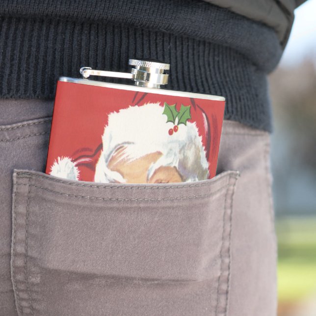 Vintage Christmas Santa Claus, Jolly and Winking Flask (In Situ)