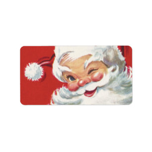 Vintage Christmas Santa Claus, Jolly and Winking Label