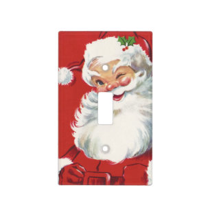Vintage Christmas Santa Claus, Jolly and Winking Light Switch Cover