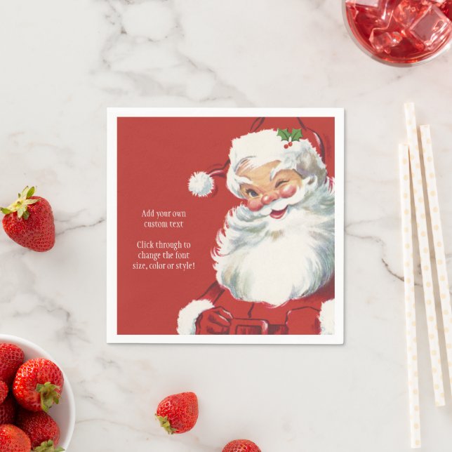 Vintage Christmas Santa Claus, Jolly and Winking Napkins (Insitu)