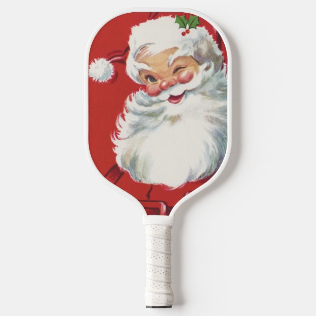 Vintage Christmas Santa Claus, Jolly and Winking Pickleball Paddle (Front)