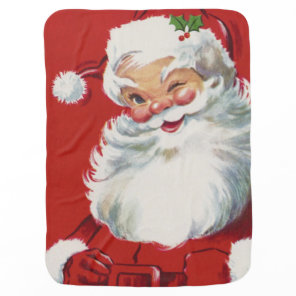 Vintage Christmas Santa Claus, Jolly and Winking Receiving Blanket