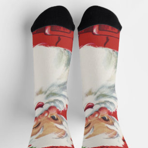 Vintage Christmas Santa Claus, Jolly and Winking Socks