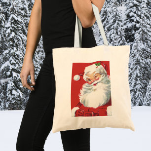 Vintage Christmas Santa Claus, Jolly and Winking Tote Bag