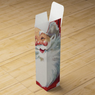 Vintage Christmas Santa Claus, Jolly and Winking Wine Gift Box