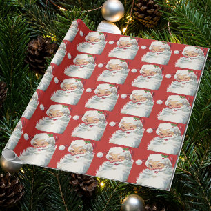 Vintage Christmas Santa Claus, Jolly and Winking Wrapping Paper