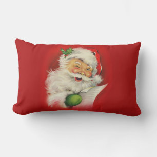 Vintage Christmas Santa Claus Lumbar Pillow
