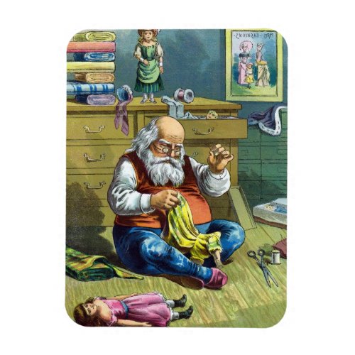 Vintage Christmas Santa Claus Making Toy Dolls Magnet